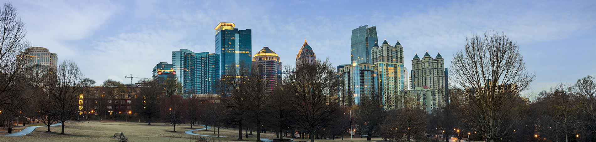 Midtown Atlanta Georgia in early dawn hours, panorama